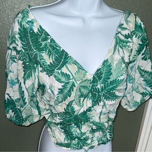 H&M Green Leaf Pattern Blouse